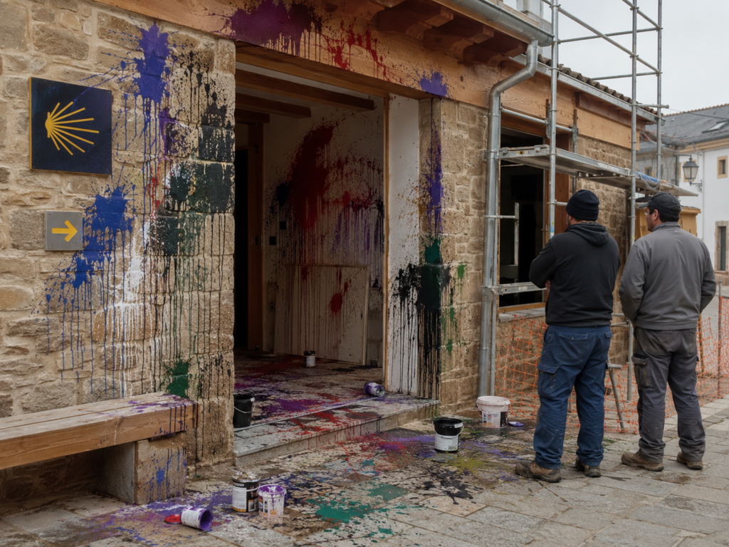Vandalismo en la rehabilitación del área de descanso para peregrinos en Campo