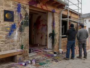 Vandalismo en la rehabilitación del área de descanso para peregrinos en Campo
