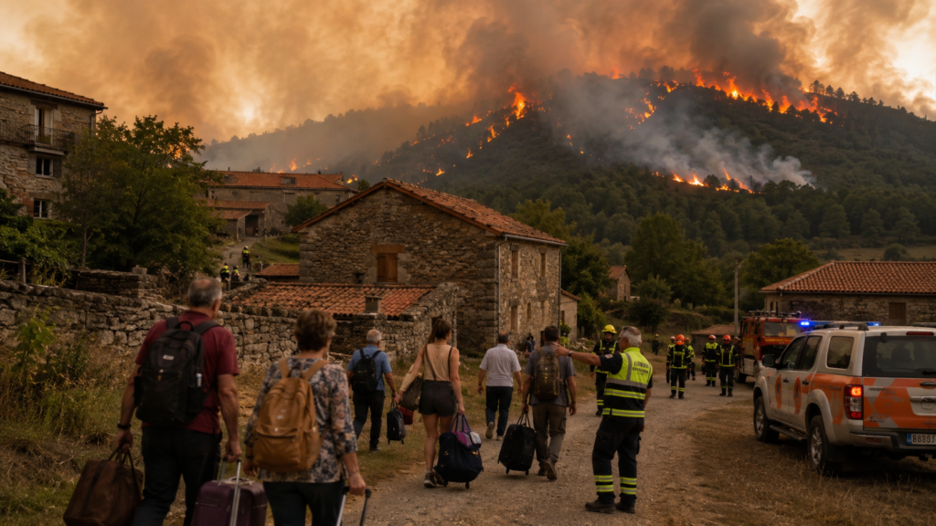 El Incendio en Castropodame obliga al desalojo de 2 localidades